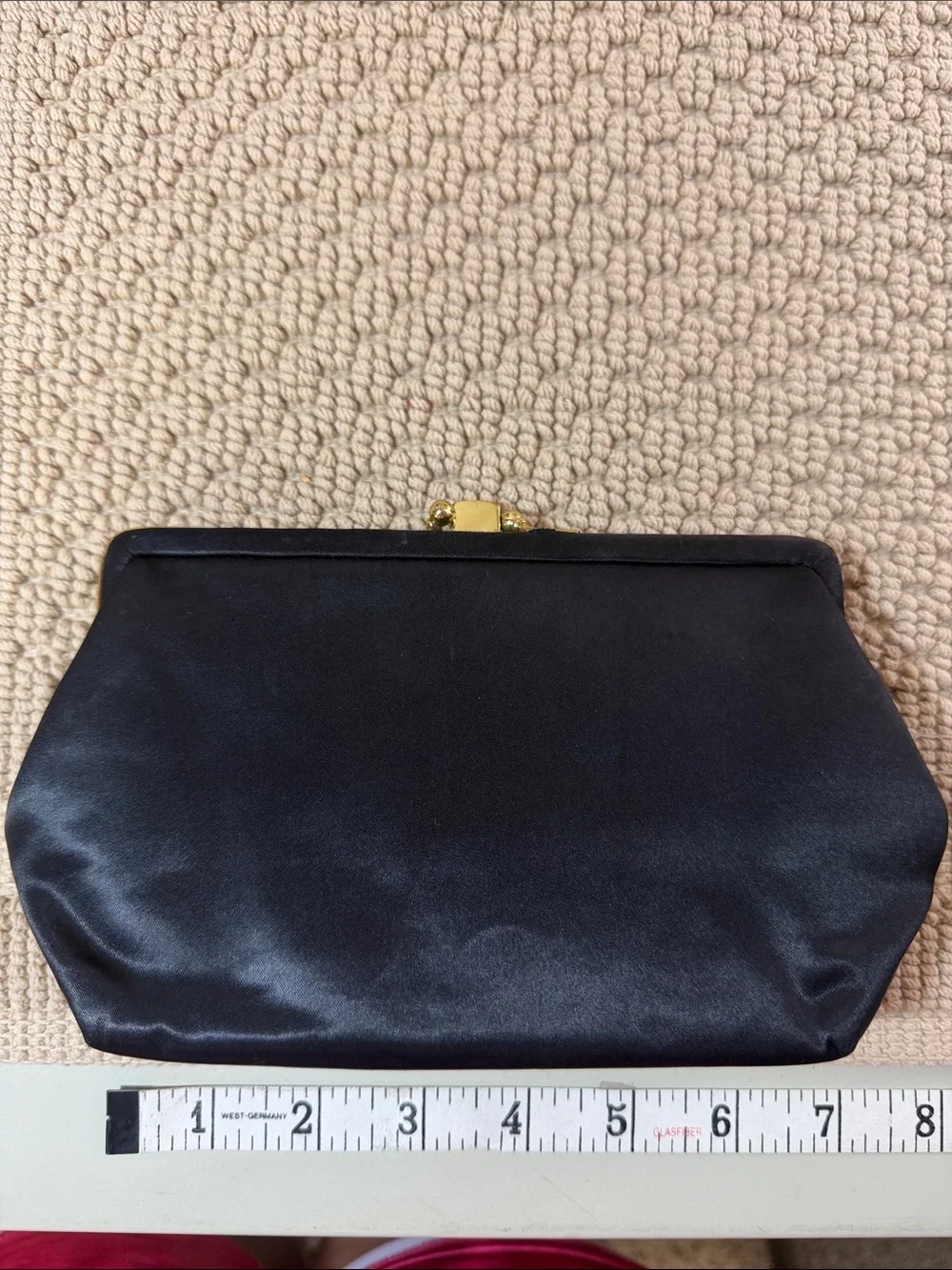 Vintage Ingber USA Black Satin Convertible Chain Clutch Evening Bag